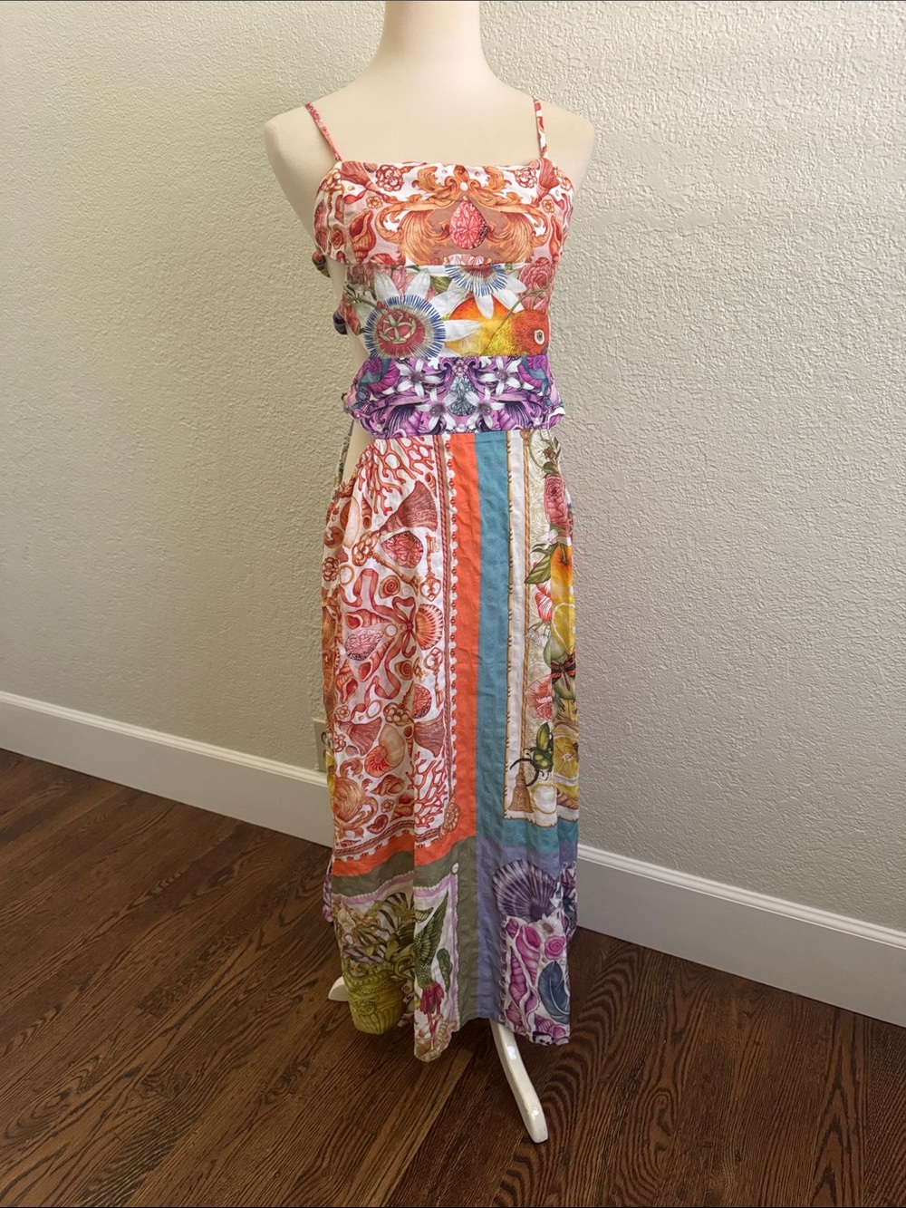 Bohemian Multicolor Spaghetti-Strap Maxi Dress